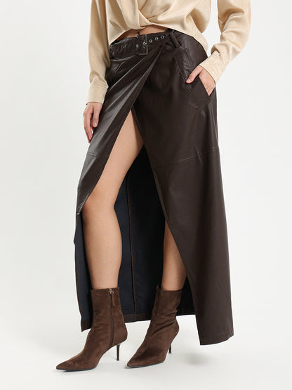 Maxi Open Leather Skirt