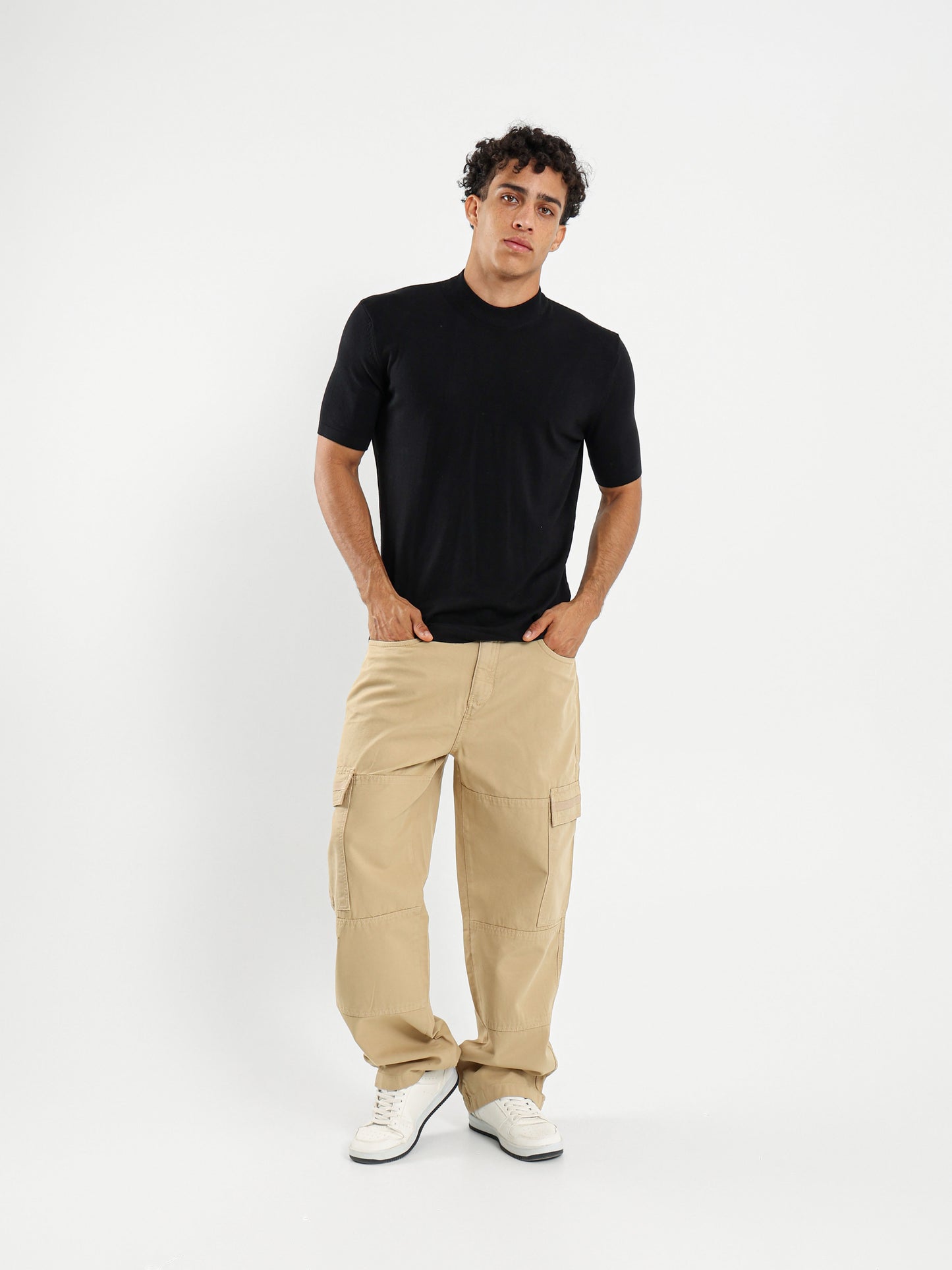 Mock Neck Tricot T-Shirt