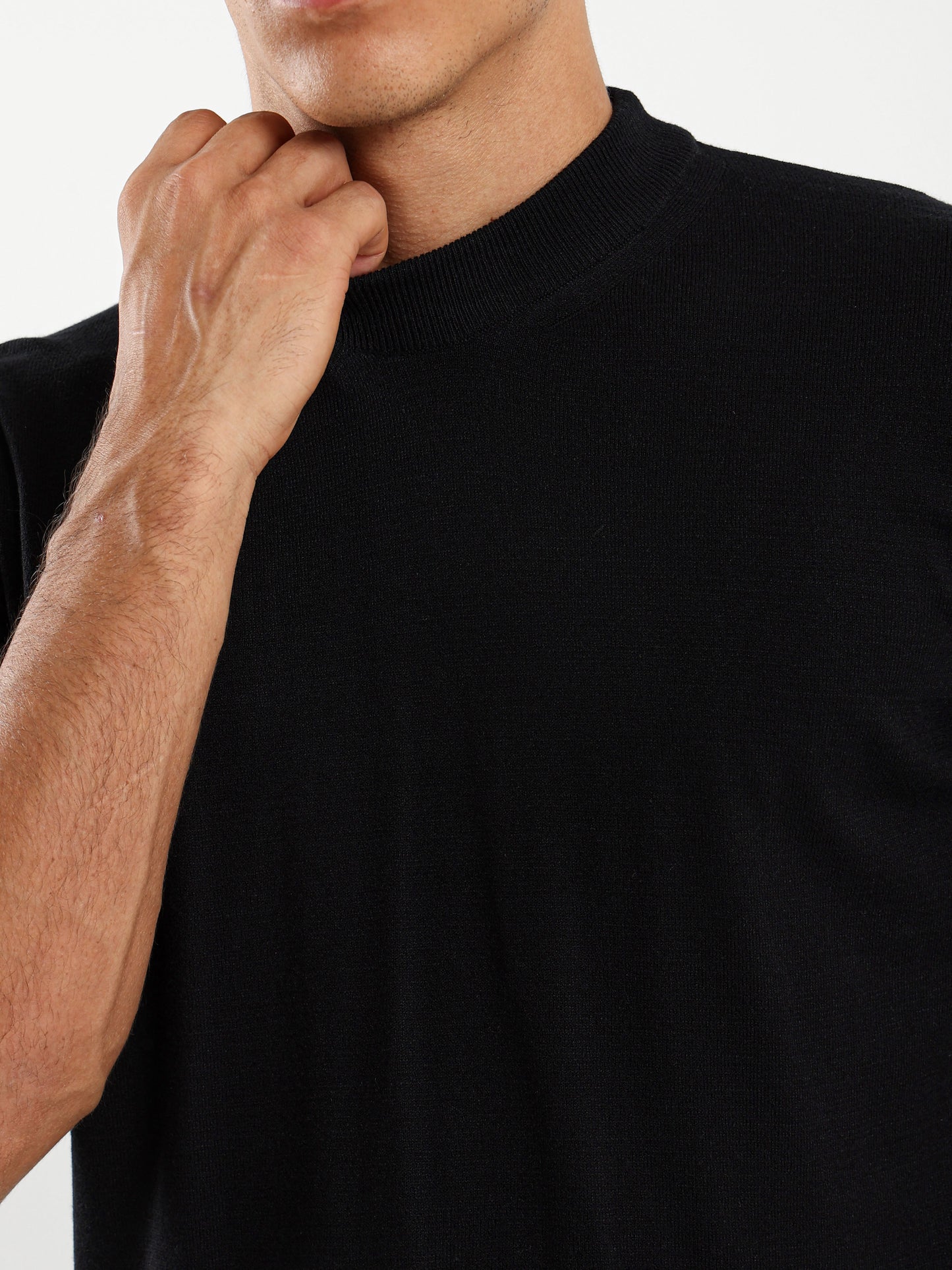 Mock Neck Tricot T-Shirt