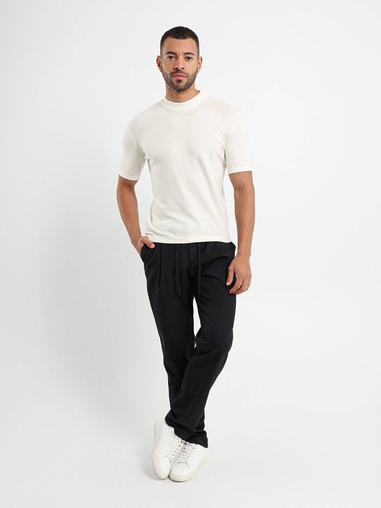 Mock Neck Tricot T-Shirt