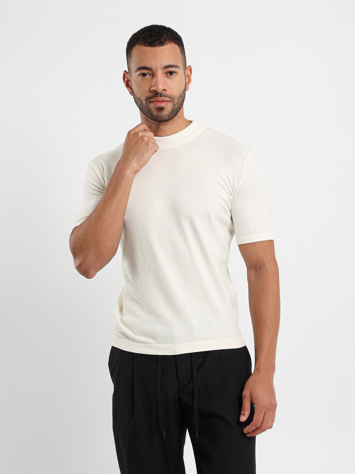 Mock Neck Tricot T-Shirt