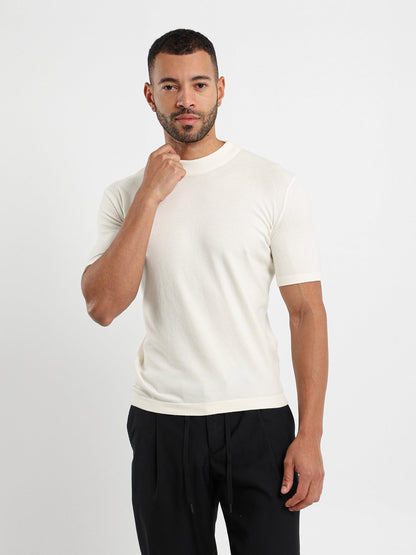 Mock Neck Tricot T-Shirt
