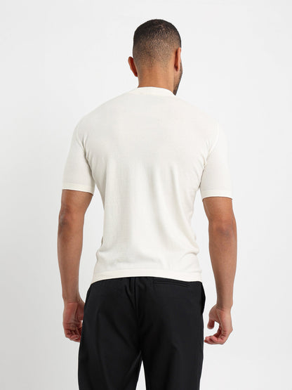 Mock Neck Tricot T-Shirt