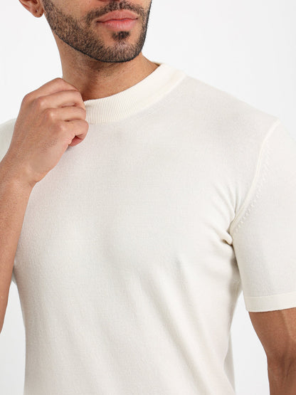 Mock Neck Tricot T-Shirt