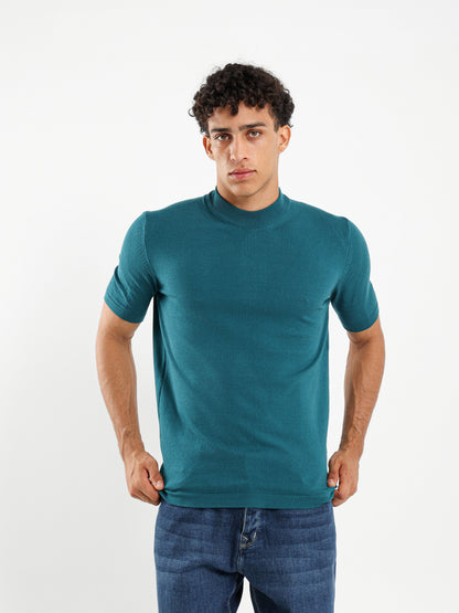 Mock Neck Tricot T-Shirt