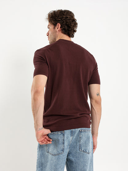 Mock Neck Tricot T-Shirt