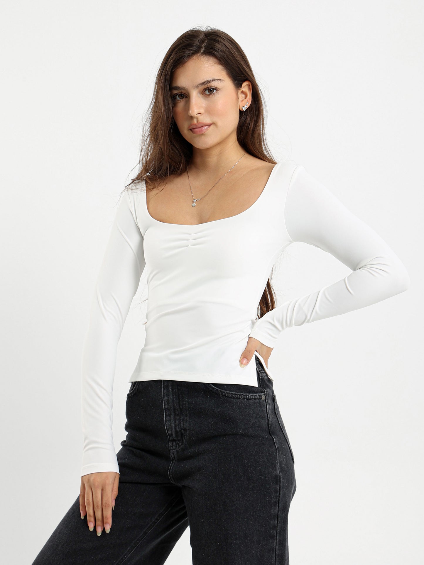 Long Sleeve Top With Side Slits