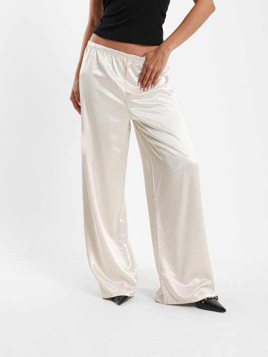 Low Waist Shiny Satin Pants
