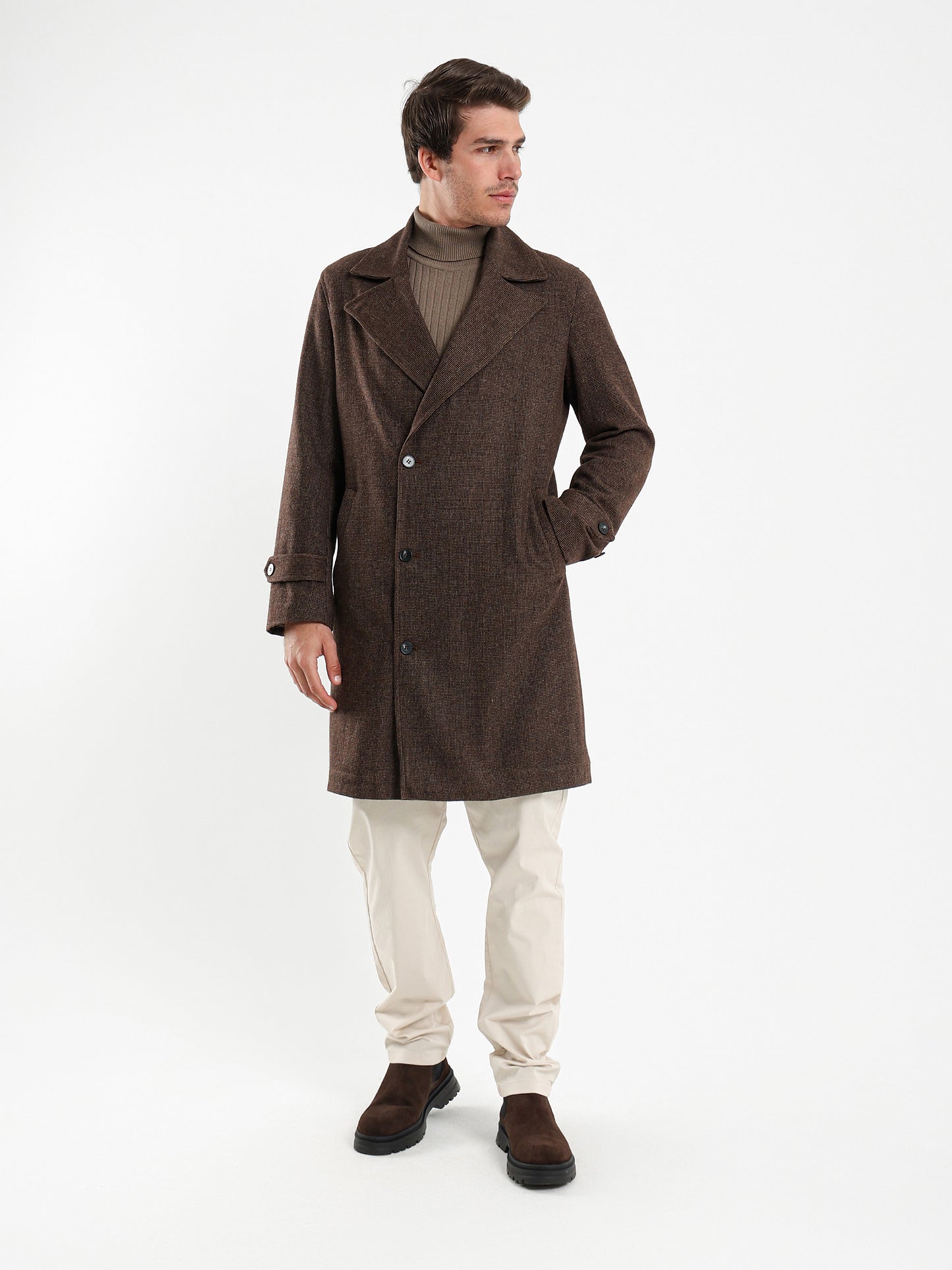 Checkered Double Breasted Coat