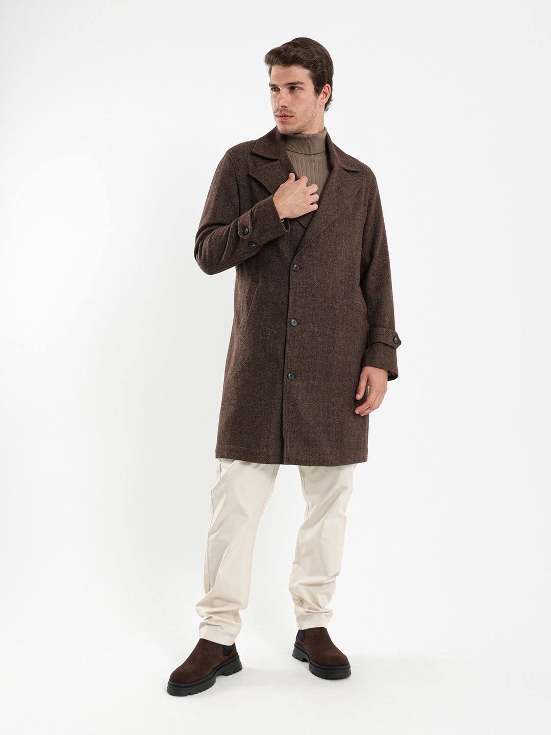 Checkered Double Breasted Coat