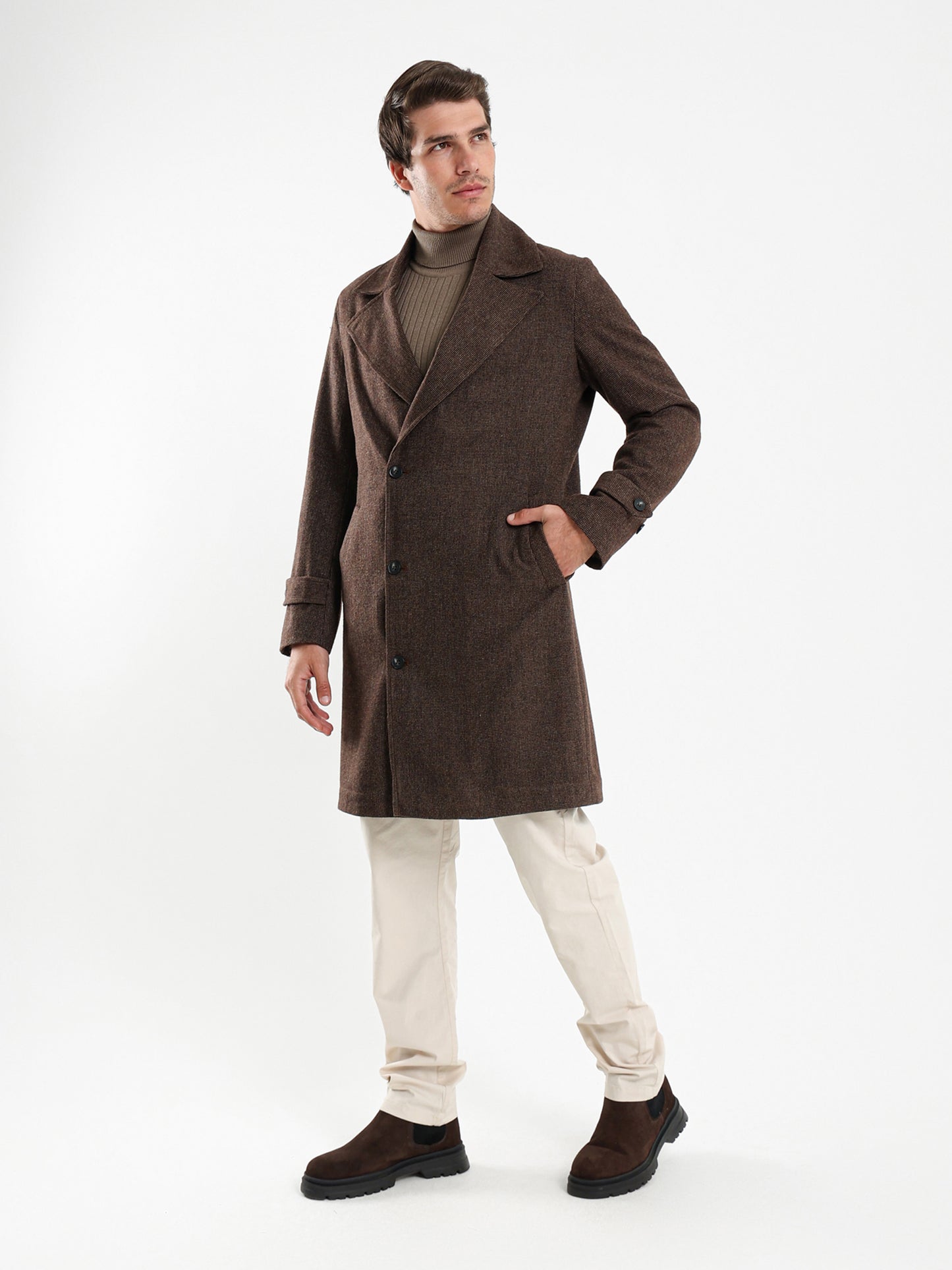 Checkered Double Breasted Coat