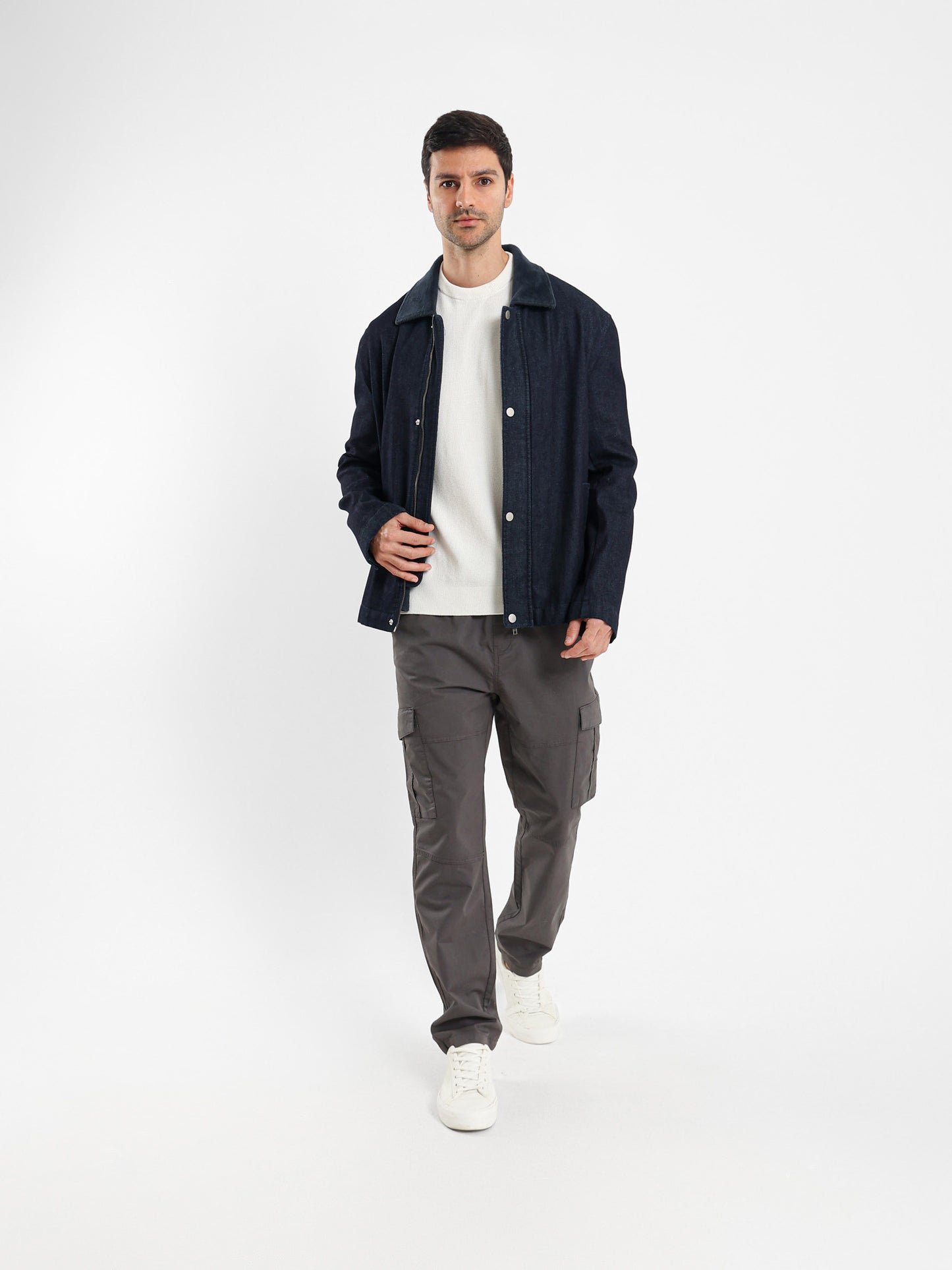 Denim Jacket with Teddy Collar