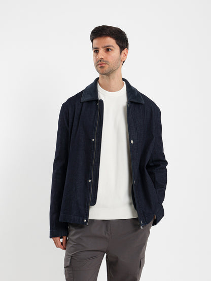 Denim Jacket with Teddy Collar