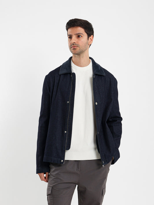 Denim Jacket with Teddy Collar