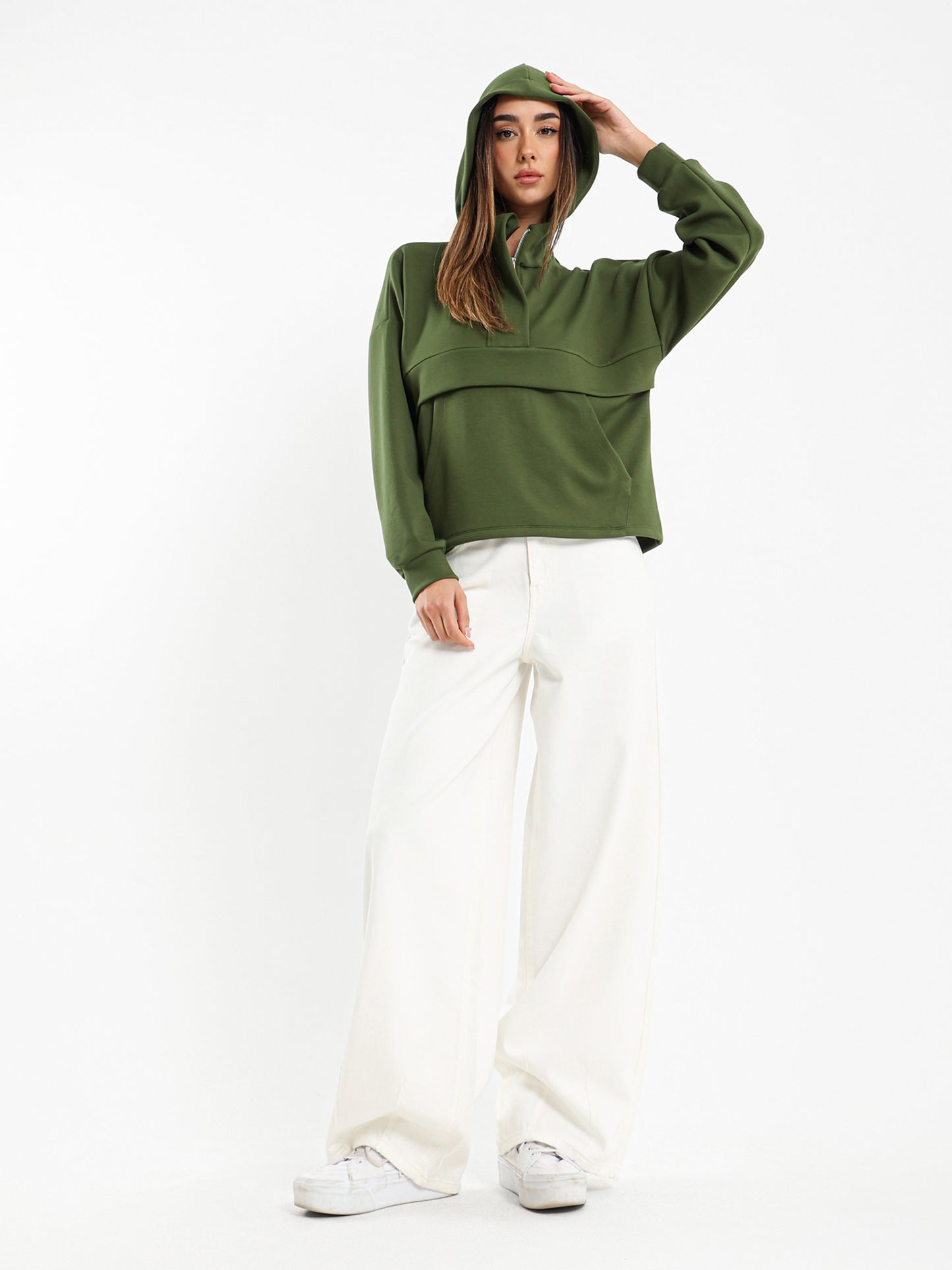 Quarter Zip High-Low Sweatshirt