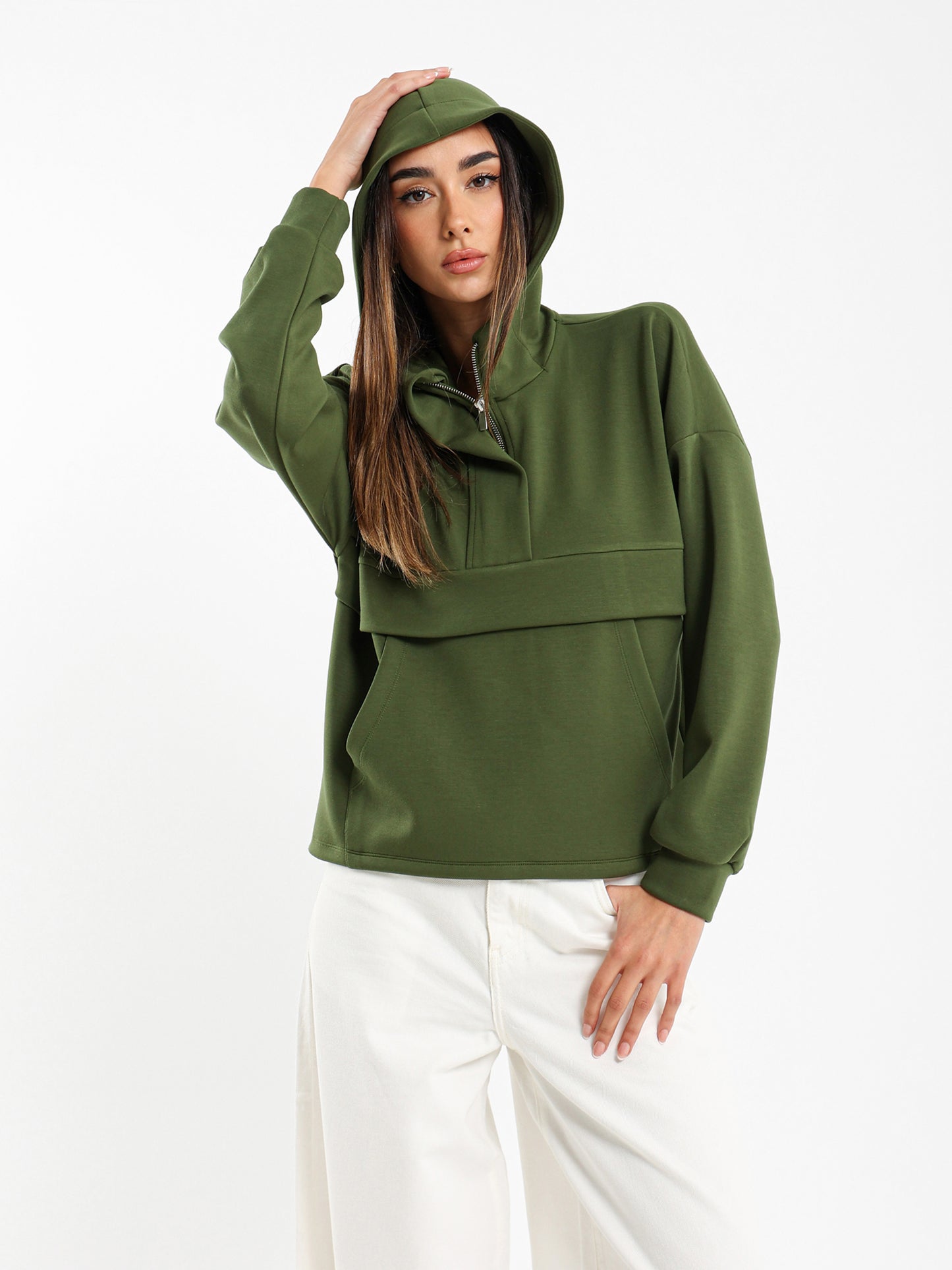 Quarter Zip High-Low Sweatshirt