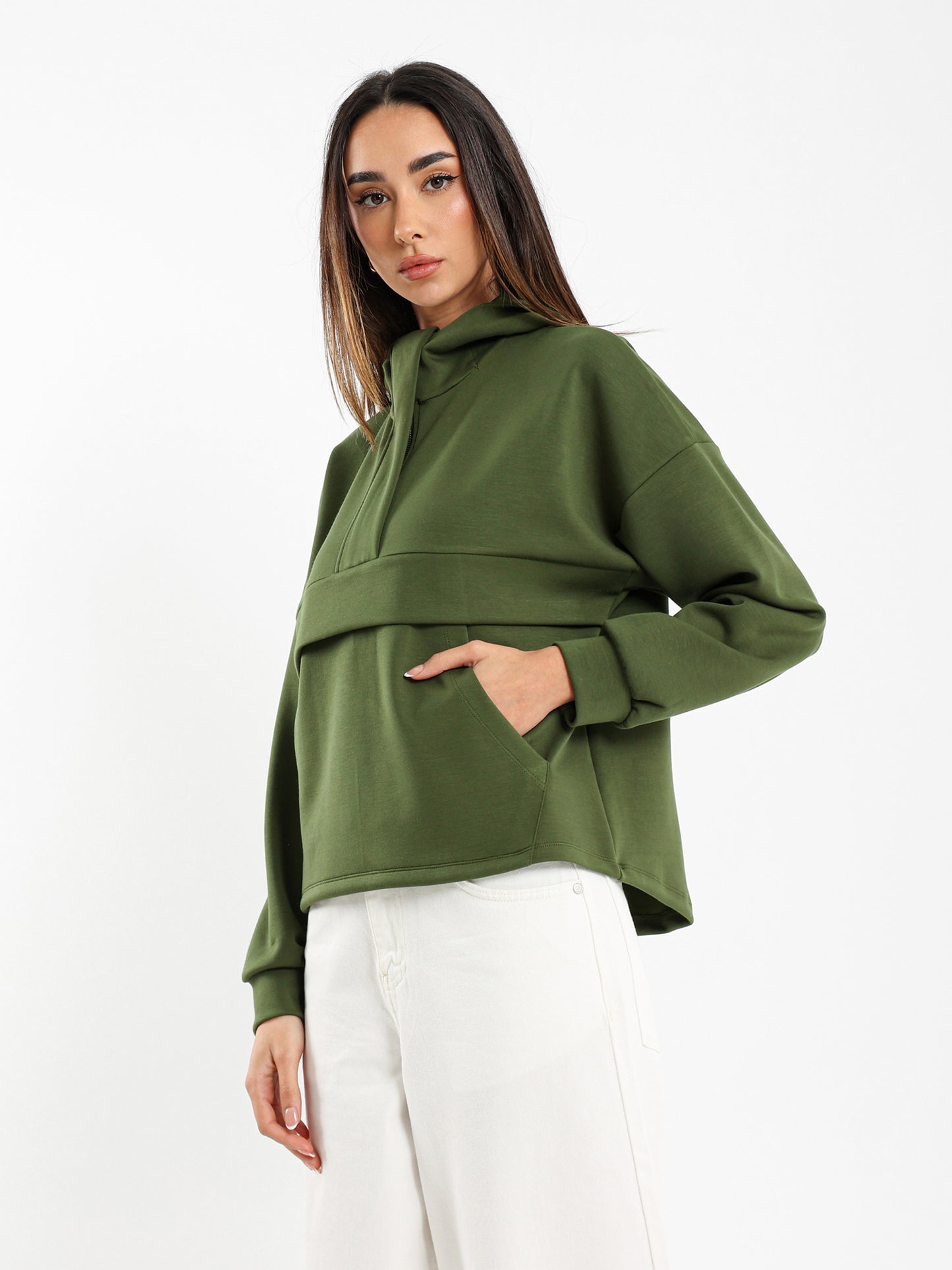 Quarter Zip High-Low Sweatshirt