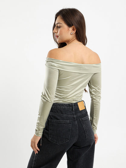 Off Shoulder Top With Cutout And Twist