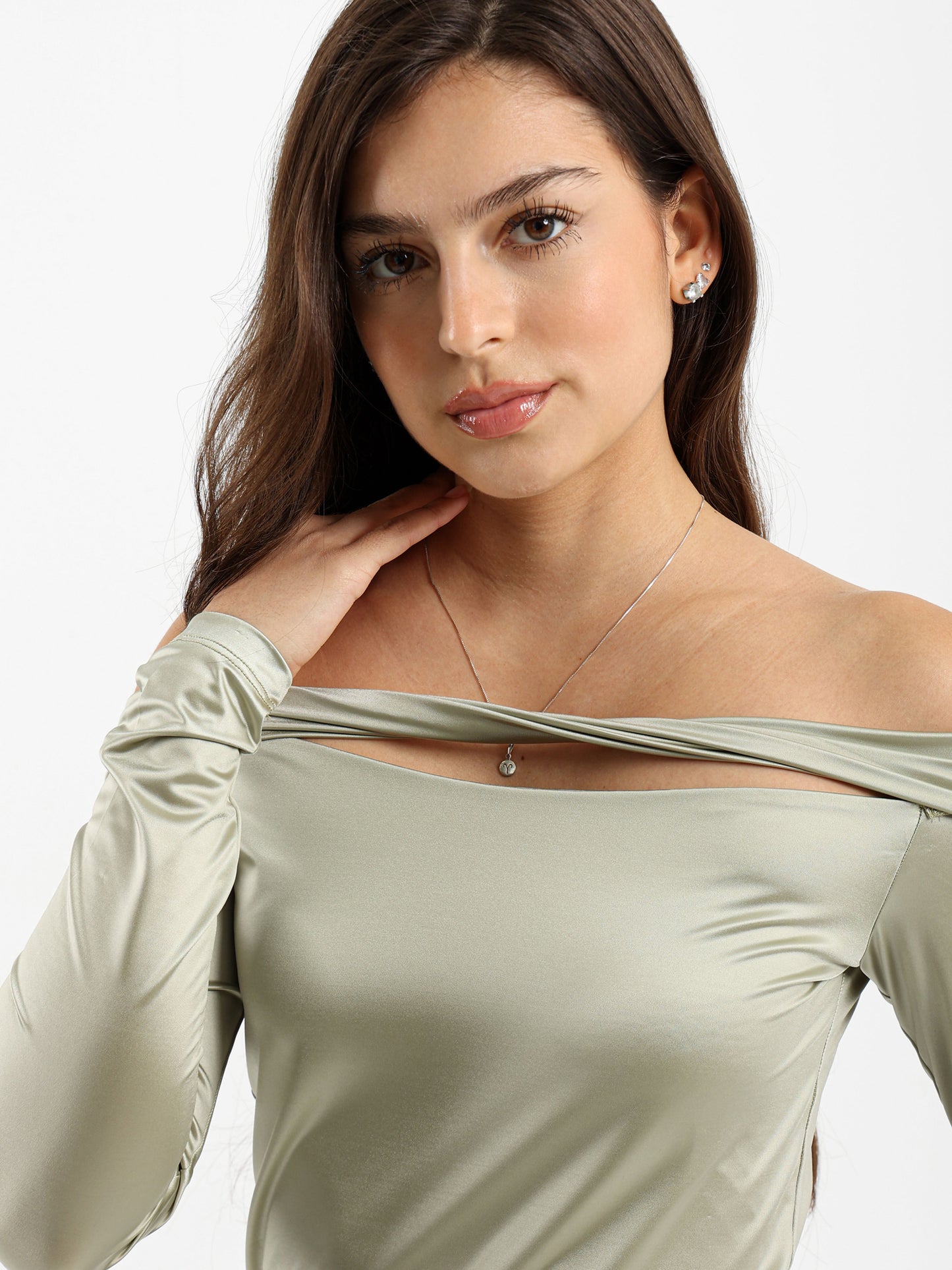 Off Shoulder Top With Cutout And Twist