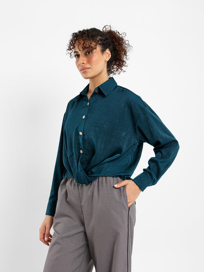 Knotted Satin-Effect Blouse