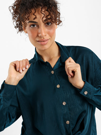 Knotted Satin-Effect Blouse