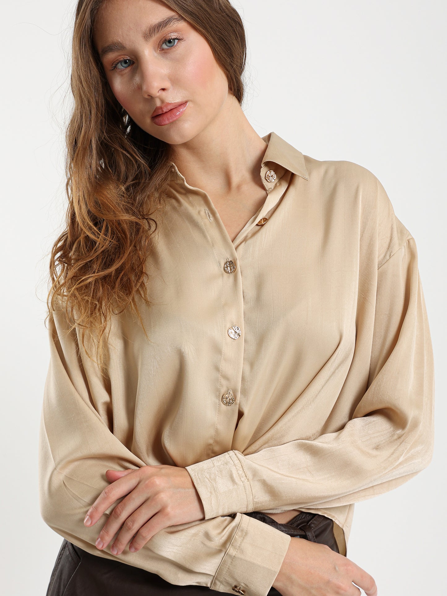 Knotted Satin-Effect Blouse