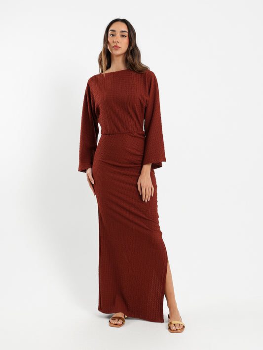 Structured Drawstring Maxi Dress