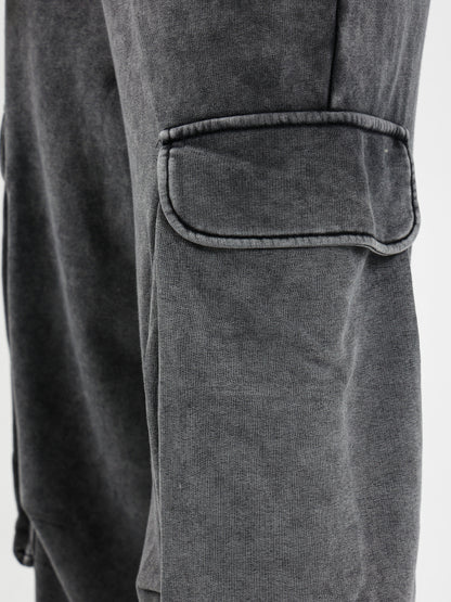 Washed Loose Fit Jogger Pants with Puff Pockets