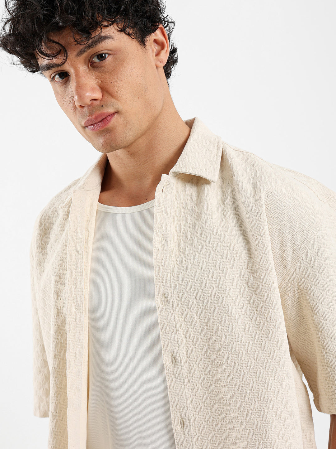Casual Textured Half Sleeve Shirt