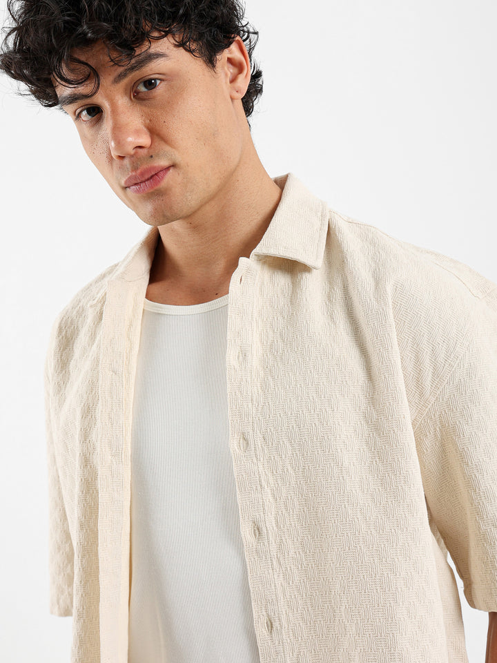 Casual Textured Half Sleeve Shirt