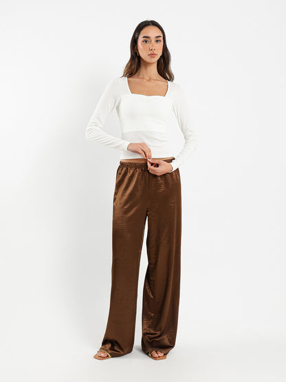 Long Sleeve Square Open Neck Top