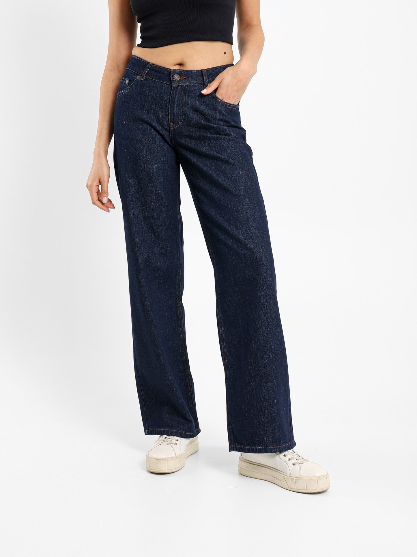 Low-Waist Straight Leg Jeans