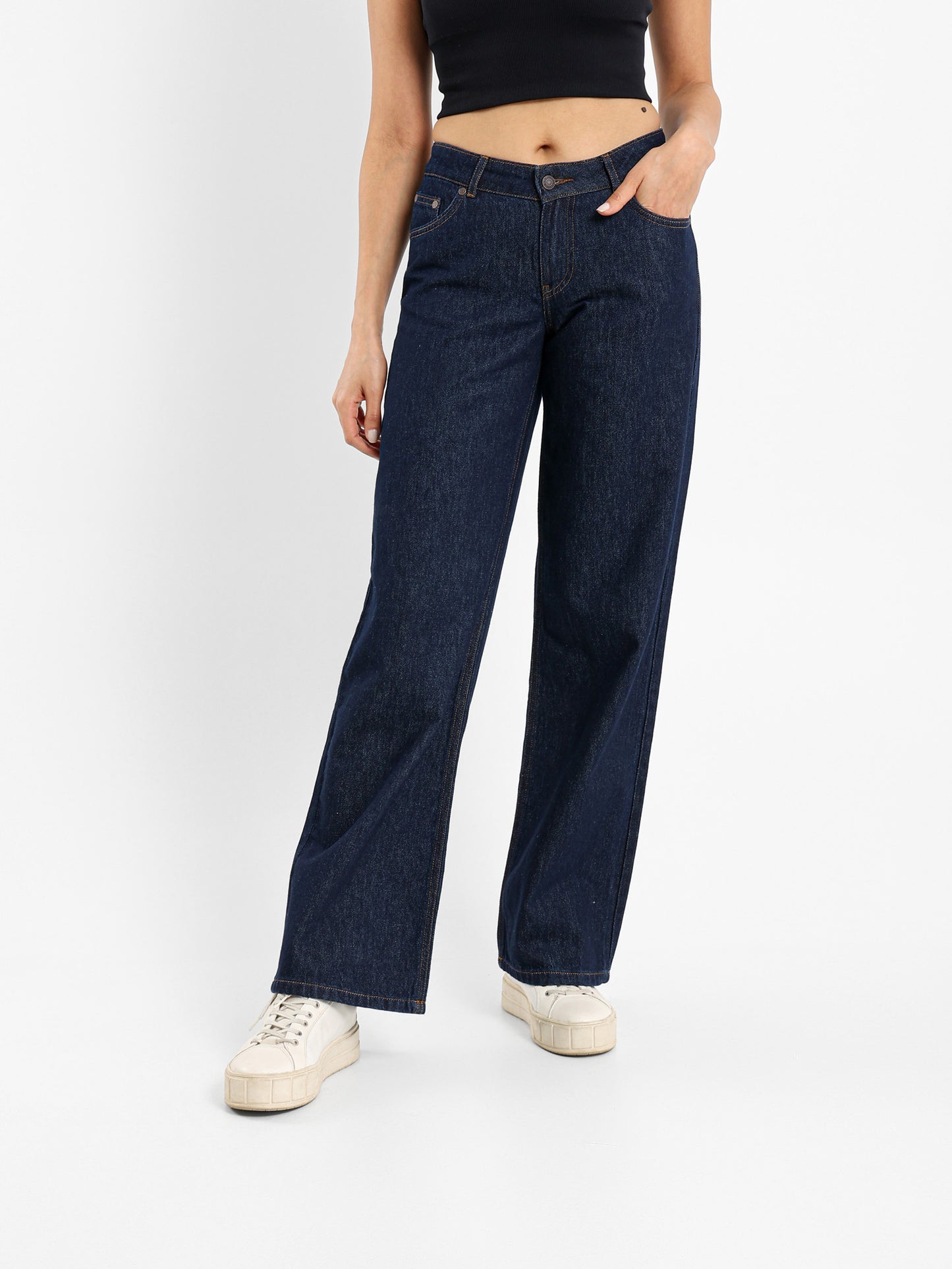 Low-Waist Straight Leg Jeans