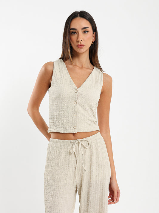 Wrinkled Texture Waistcoat