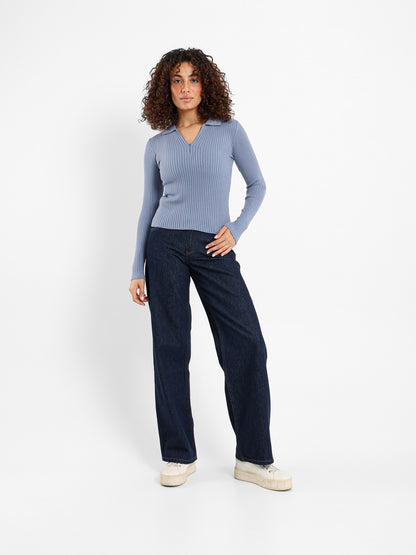 Quarter Zip Tricot Long Sleeve Top