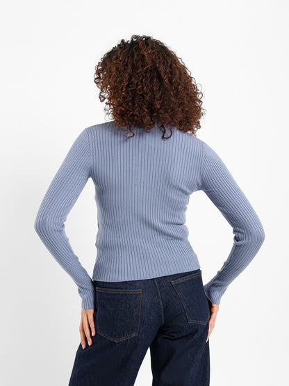 Quarter Zip Tricot Long Sleeve Top