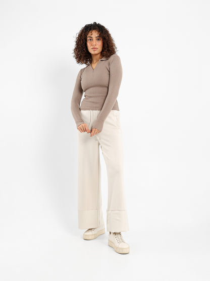 Quarter Zip Tricot Long Sleeve Top