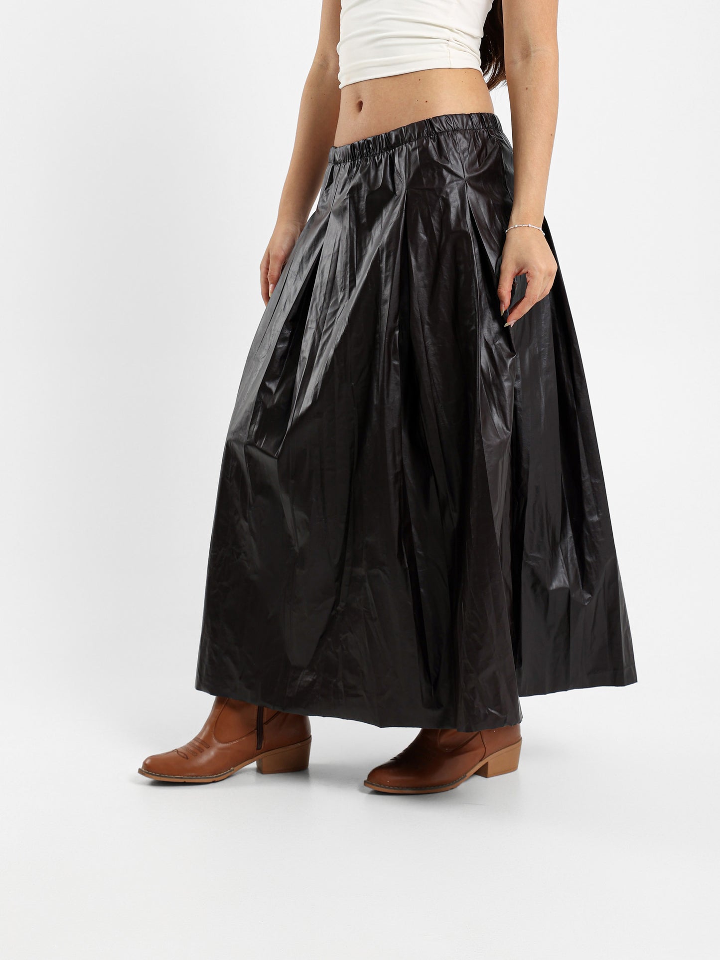 Wrap Midi Leather Skirt