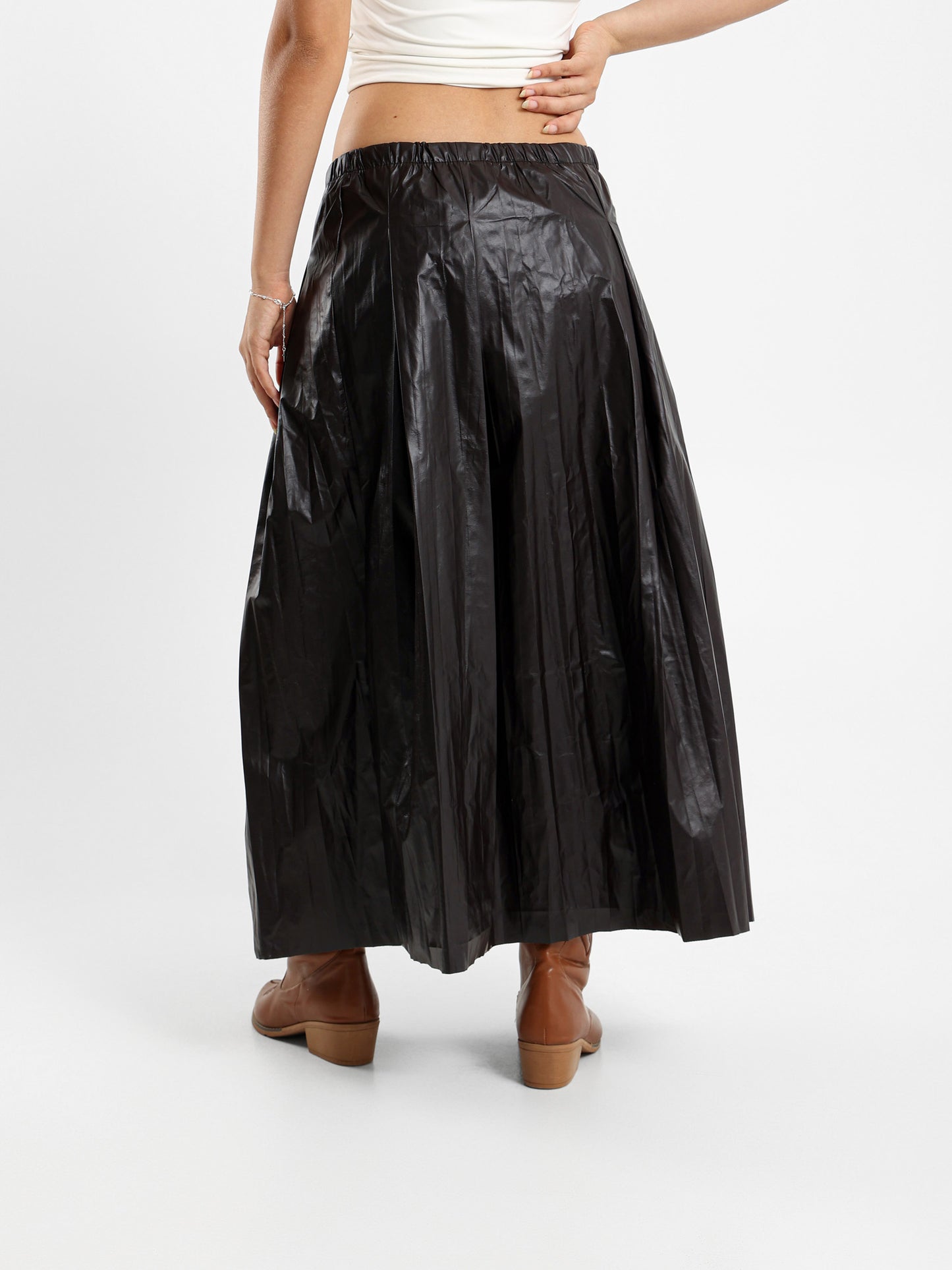 Wrap Midi Leather Skirt