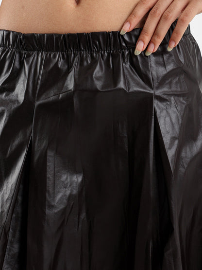 Wrap Midi Leather Skirt