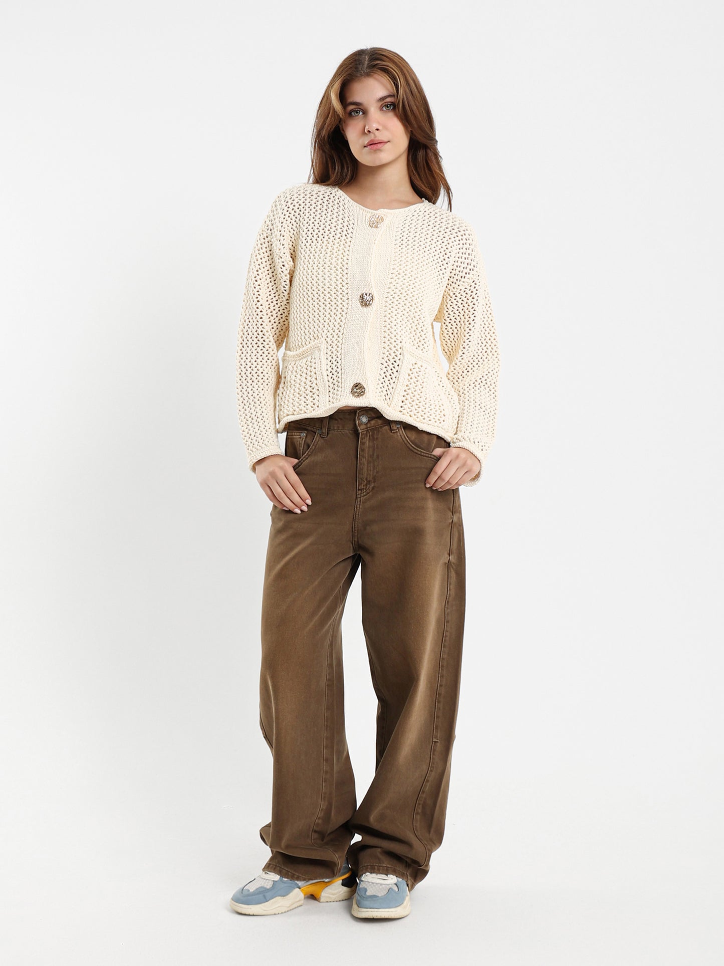 Oversized Baggy Jeans with Frayed Hem