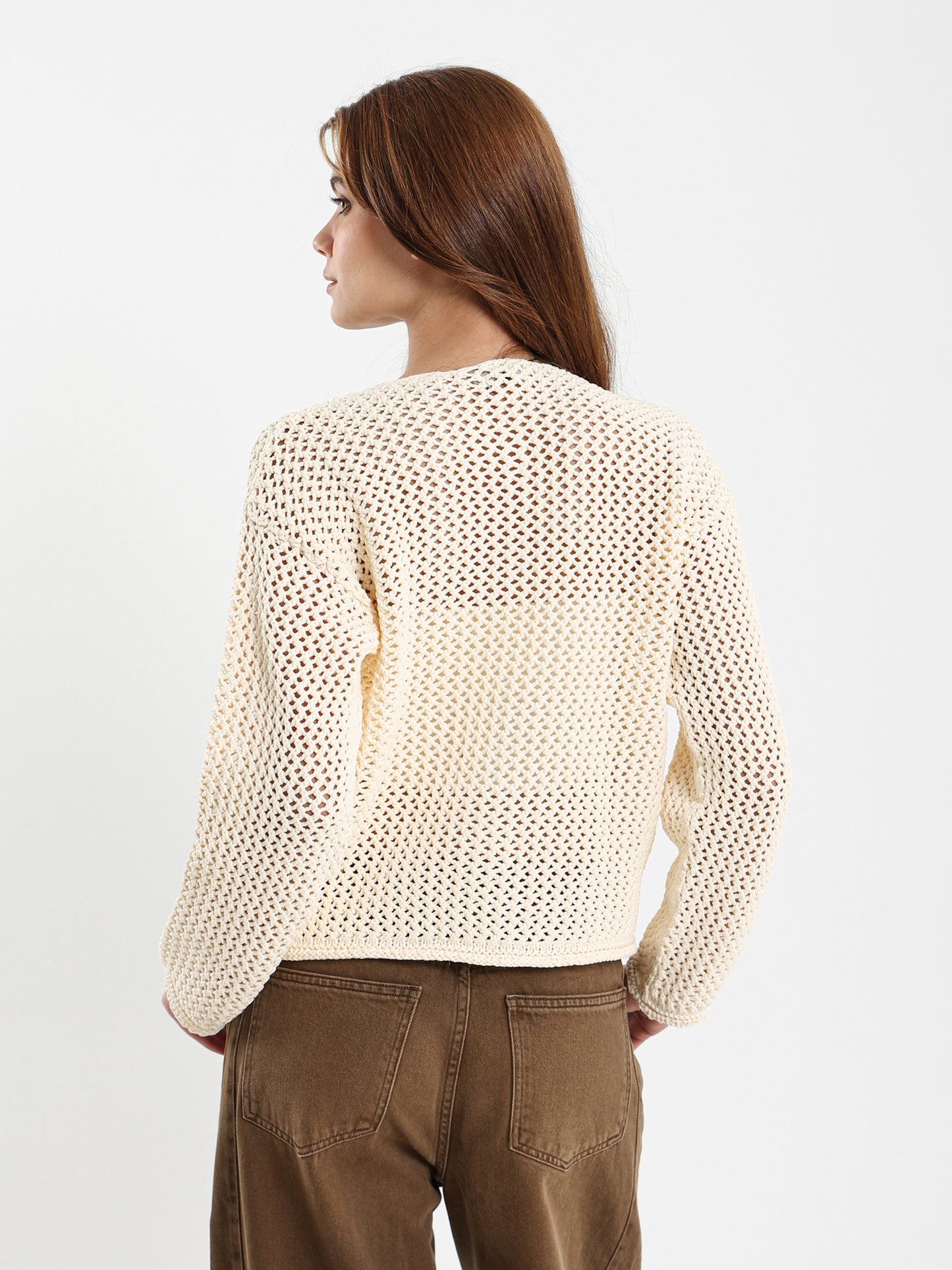 Chunky Knit Cardigan with Gold Button