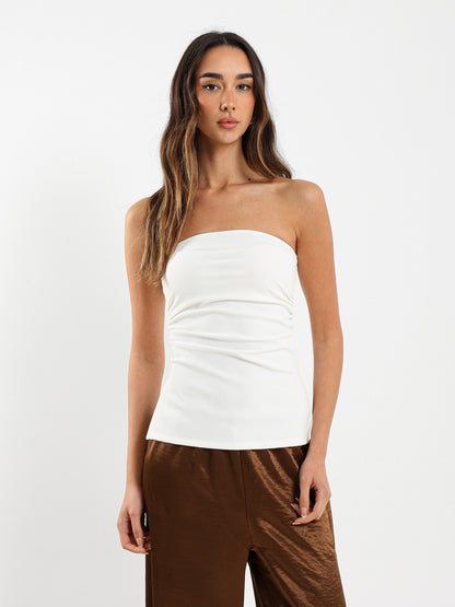 Strapless Side Gathered Top With Slits