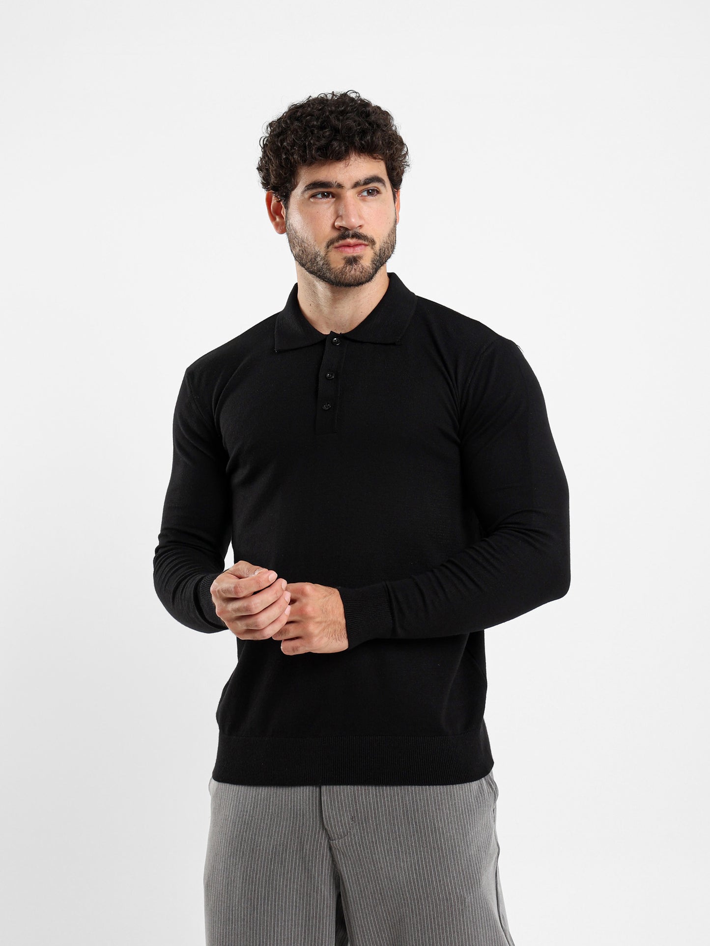Basic Tricot Long Sleeve Polo