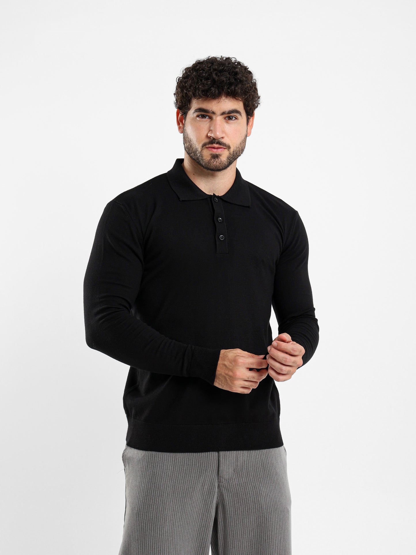 Basic Tricot Long Sleeve Polo