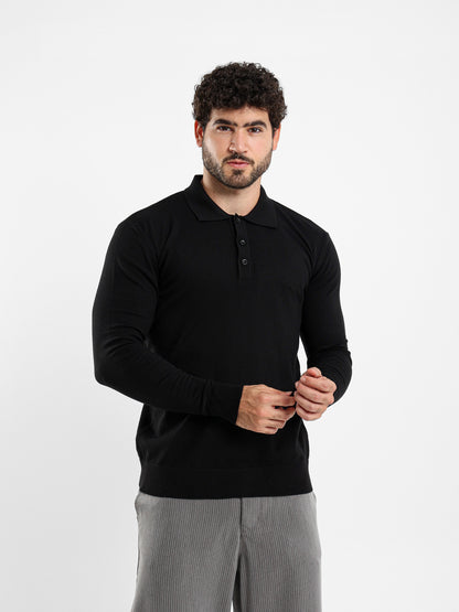 Basic Tricot Long Sleeve Polo