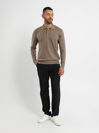 Basic Tricot Long Sleeve Polo