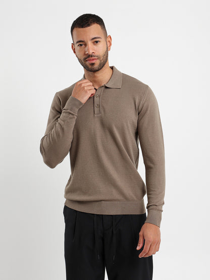 Basic Tricot Long Sleeve Polo