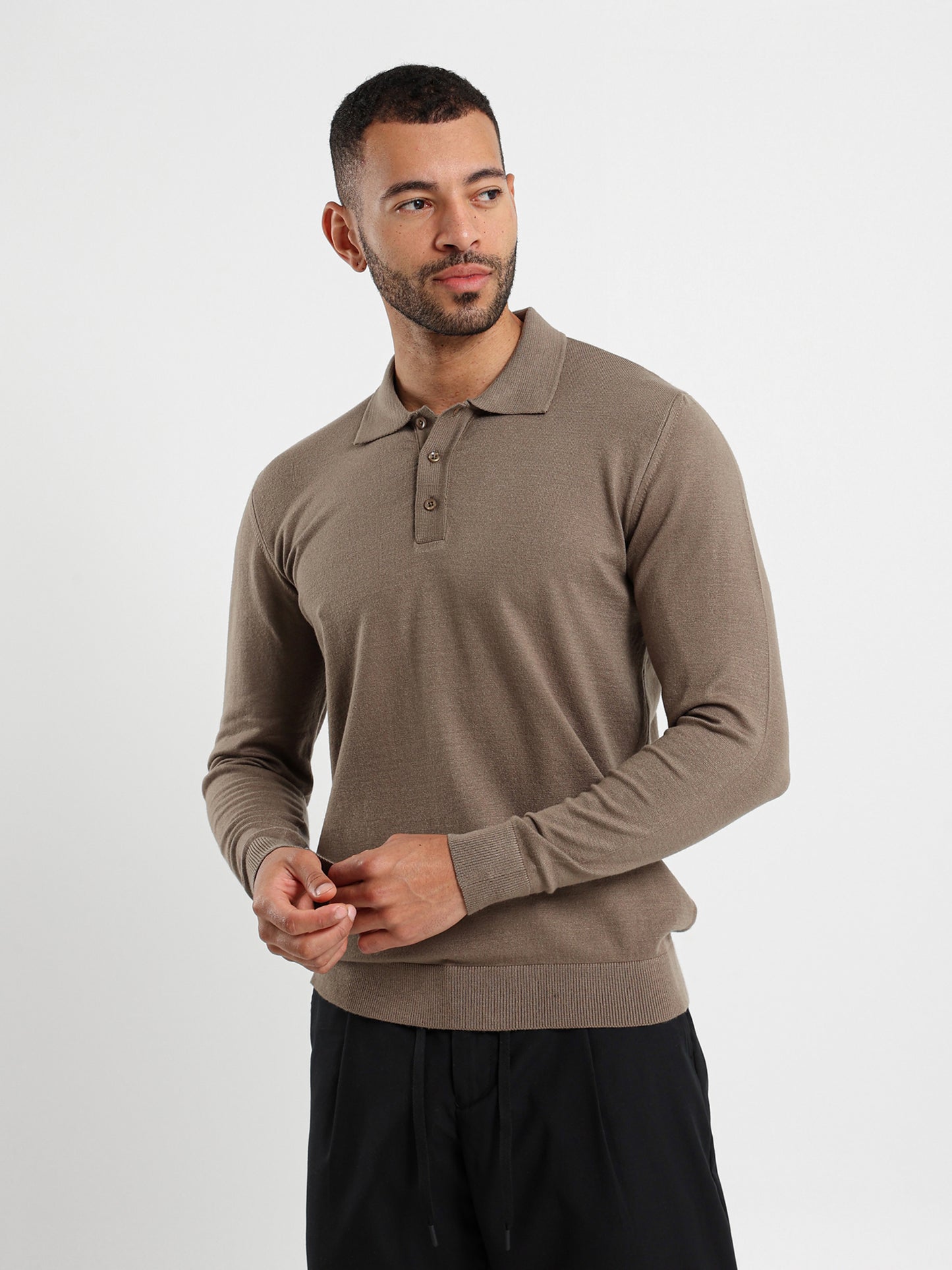 Basic Tricot Long Sleeve Polo