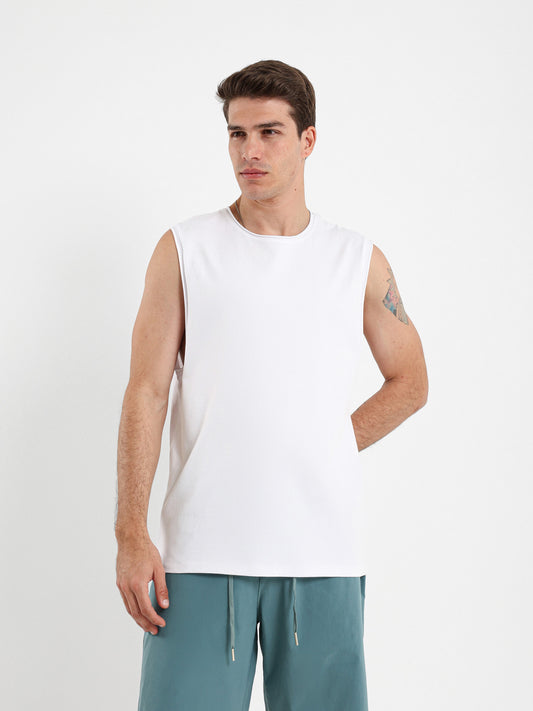 Basic Dropped Armhole Unfinished T-Shirt